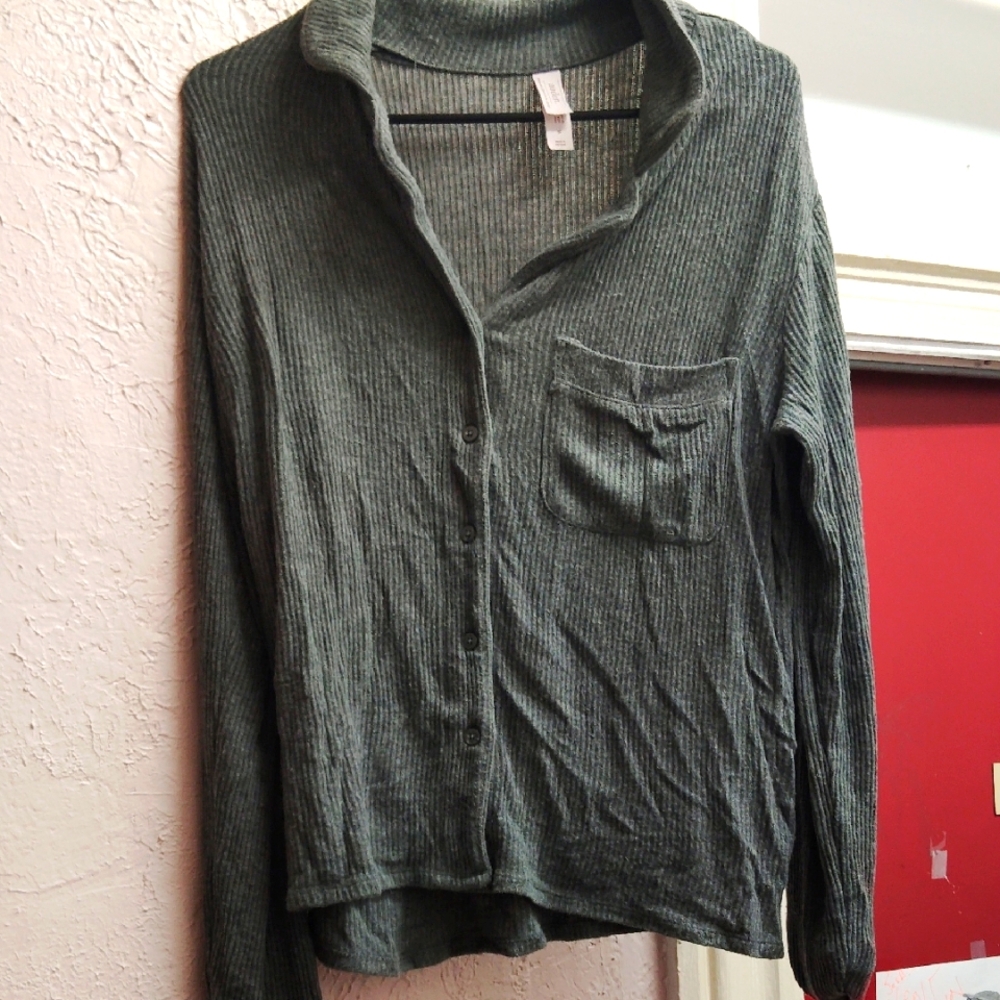 Auden Grey Ribbed Cardigan